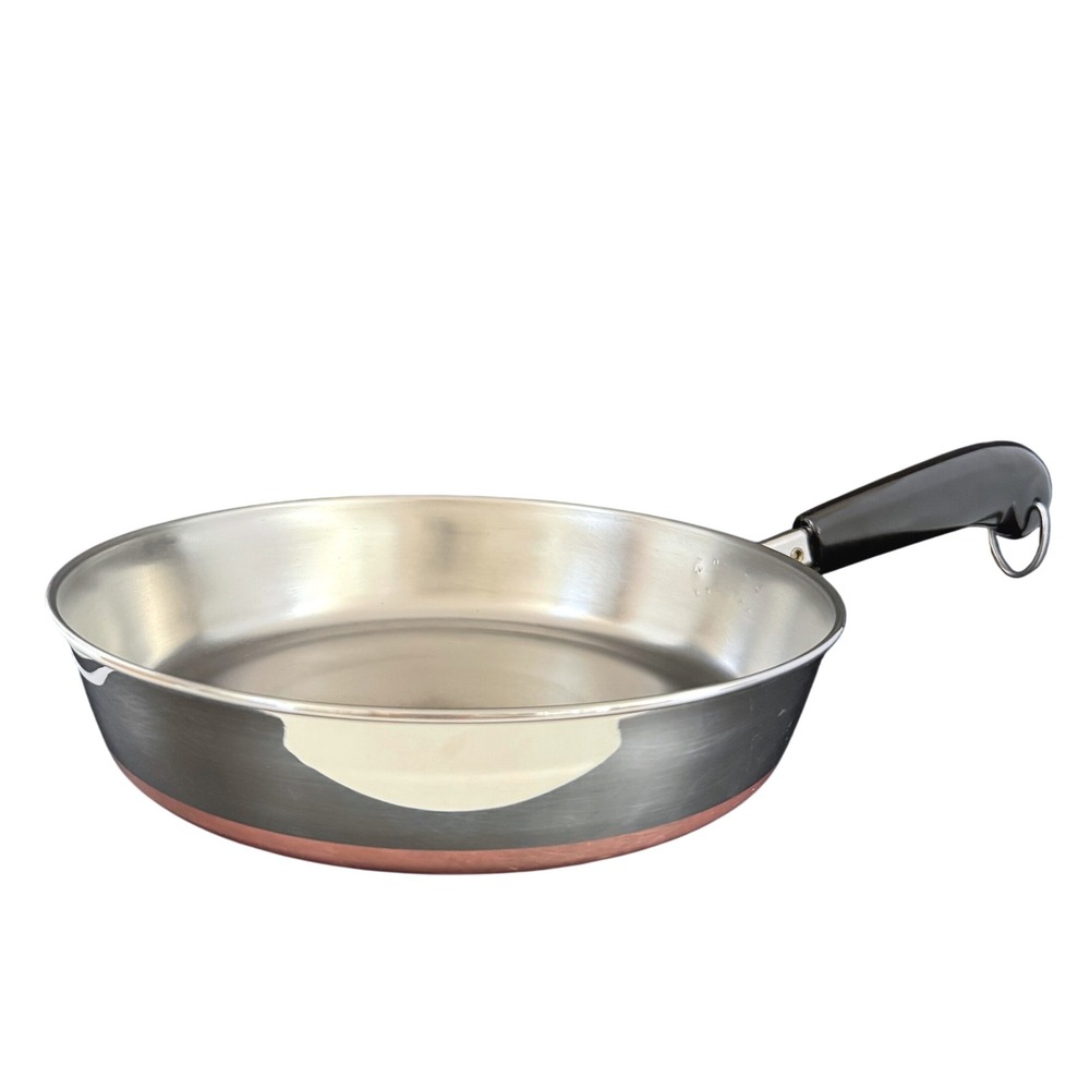 Vintage Revere Ware 1801 9 in Skillet Frying Pan Copper Bottom Clinton Ill USA